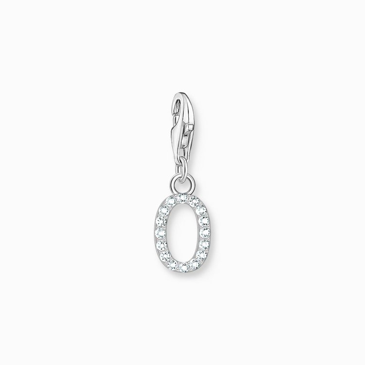 THOMAS SABO Silver Charm Pendant Letter O with White Stones