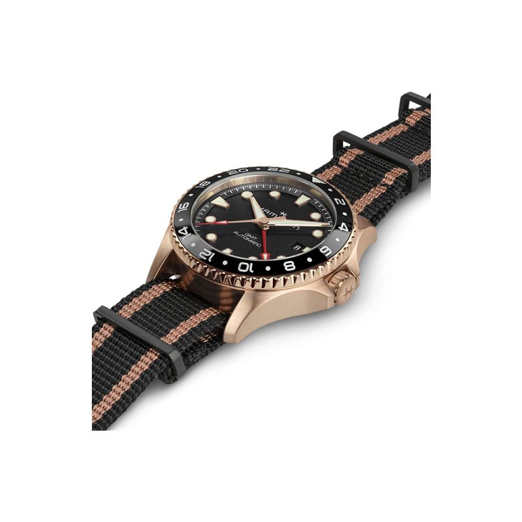 HAMILTON Khaki Navy Scuba Automatic GMT Two Tone Fabric Strap