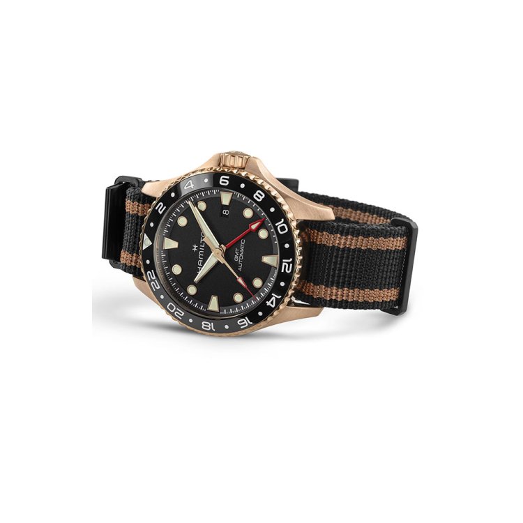 HAMILTON Khaki Navy Scuba Automatic GMT Two Tone Fabric Strap