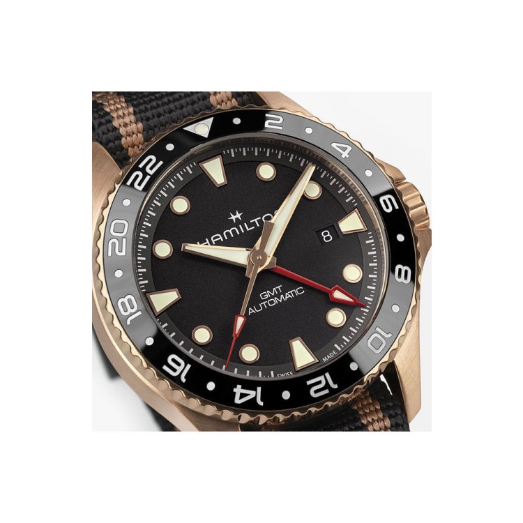 HAMILTON Khaki Navy Scuba Automatic GMT Two Tone Fabric Strap