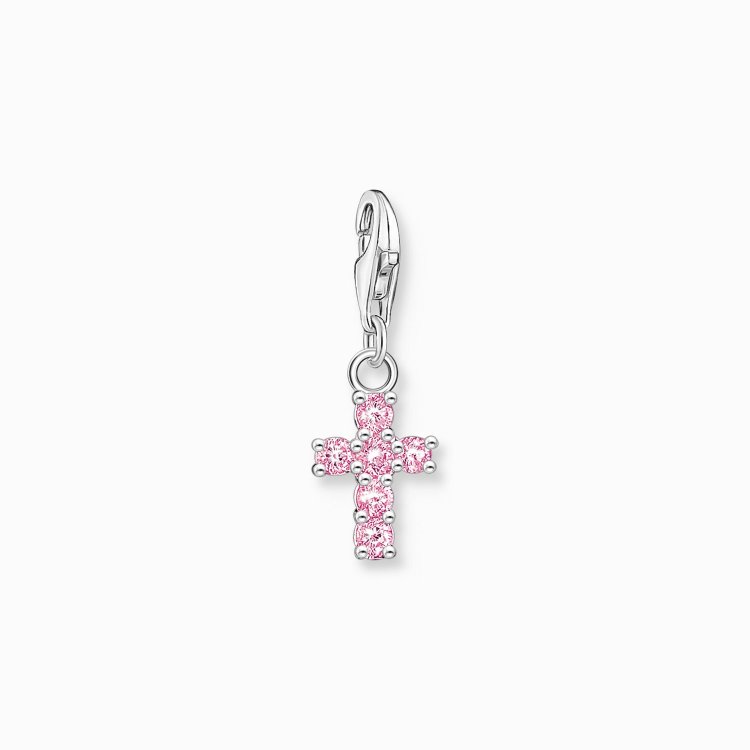 THOMAS SABO Silver Charm Pendant Pink Cross