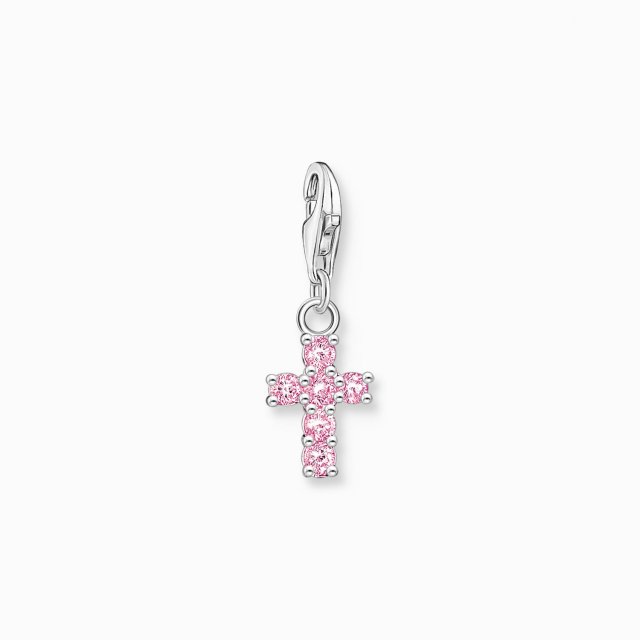 THOMAS SABO Silver Charm Pendant Pink Cross
