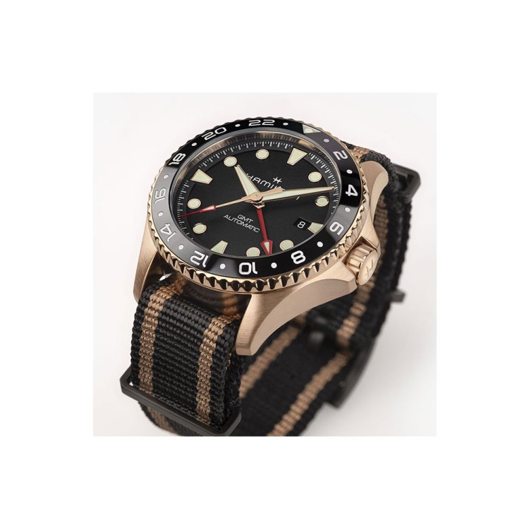 HAMILTON Khaki Navy Scuba Automatic GMT Two Tone Fabric Strap