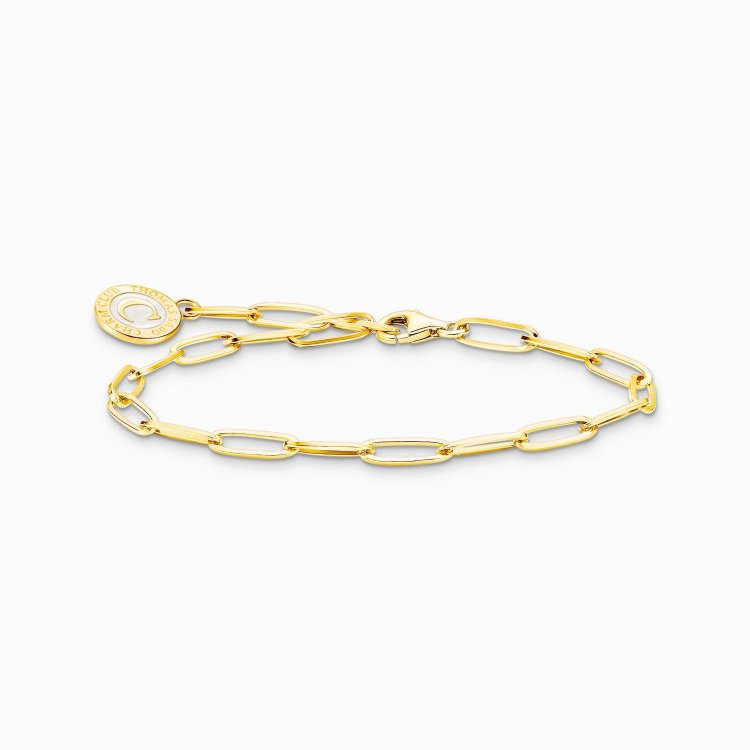 THOMAS SABO Silver Member Charm Bracelet with White Charmista Coin Gold Plated