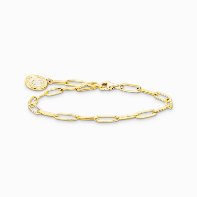 THOMAS SABO Silver Member Charm Bracelet with White Charmista Coin Gold Plated