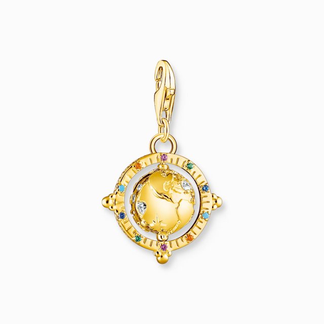 THOMAS SABO Silver Charm Pendant Colourful Globe Gold Plated