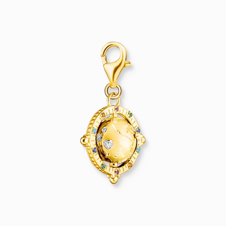 THOMAS SABO Silver Charm Pendant Colourful Globe Gold Plated