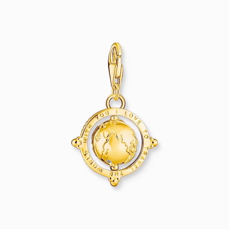 THOMAS SABO Silver Charm Pendant Colourful Globe Gold Plated
