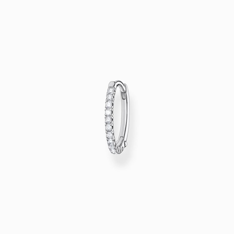 THOMAS SABO Silver Single Hoop Earring with White Stones