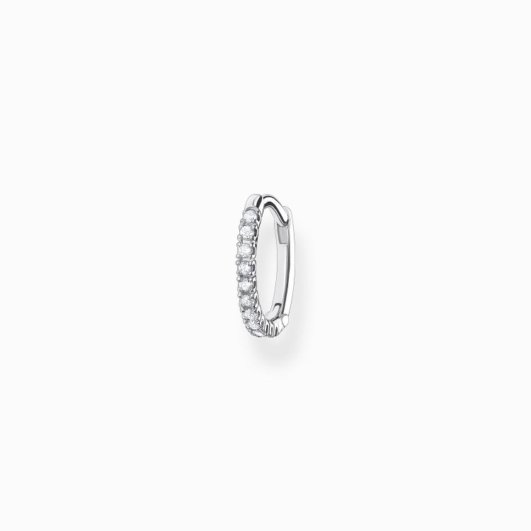 THOMAS SABO Silver Single Hoop Earring with White Stones