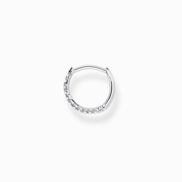THOMAS SABO Silver Single Hoop Earring with White Stones