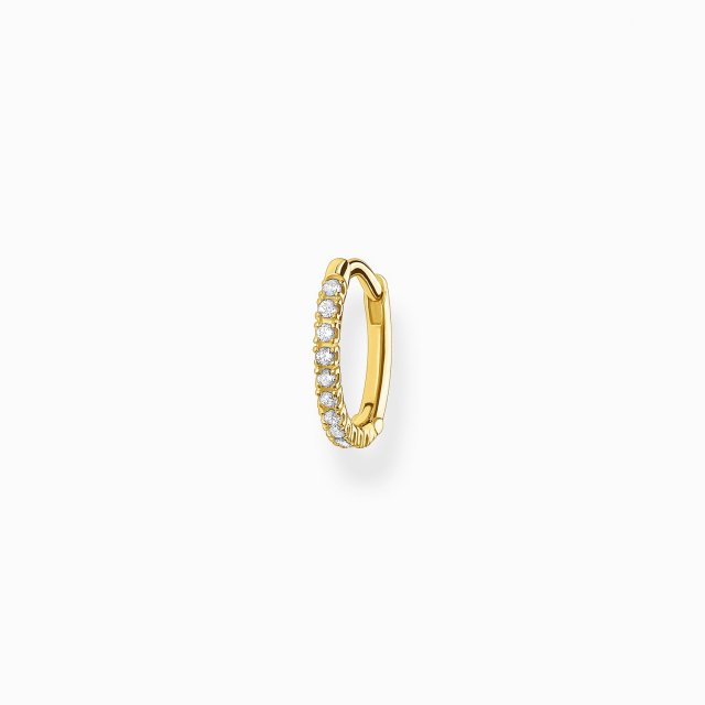 THOMAS SABO Silver Single Hoop Earring with White Stones Gold