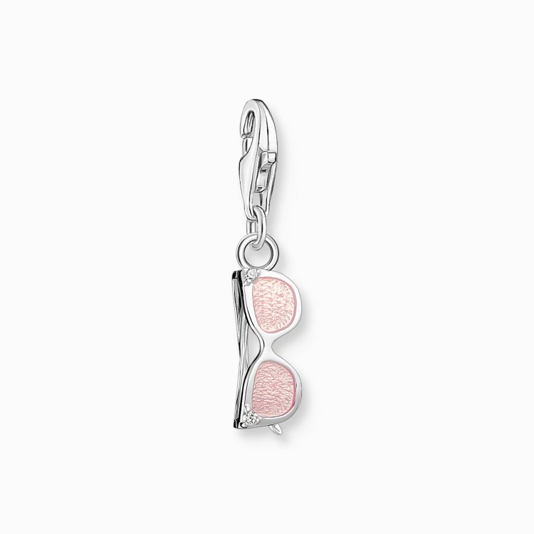 THOMAS SABO Silver Charm Pendant Pink Sunglasses with White Stones