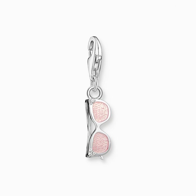 THOMAS SABO Silver Charm Pendant Pink Sunglasses with White Stones