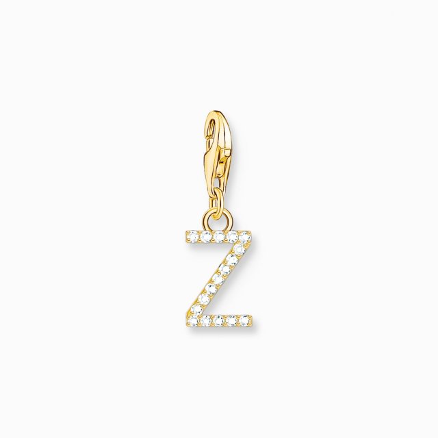 THOMAS SABO Silver Charm Pendant Letter Z with White Stones Gold Plated