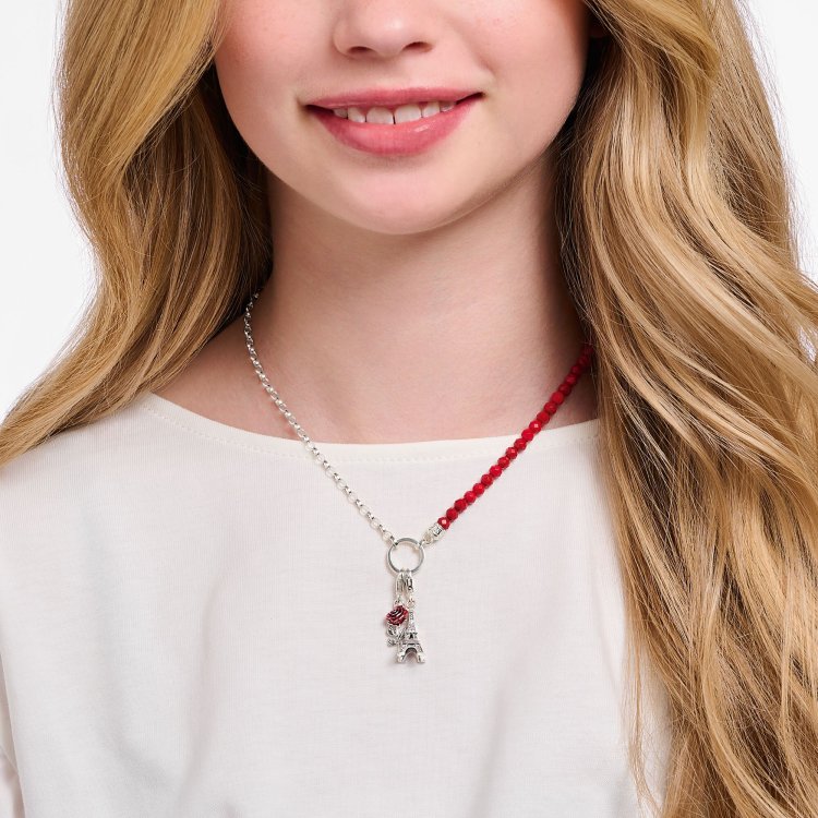 THOMAS SABO Silver Charm Pendant with Eiffel Tower and White Zirconia