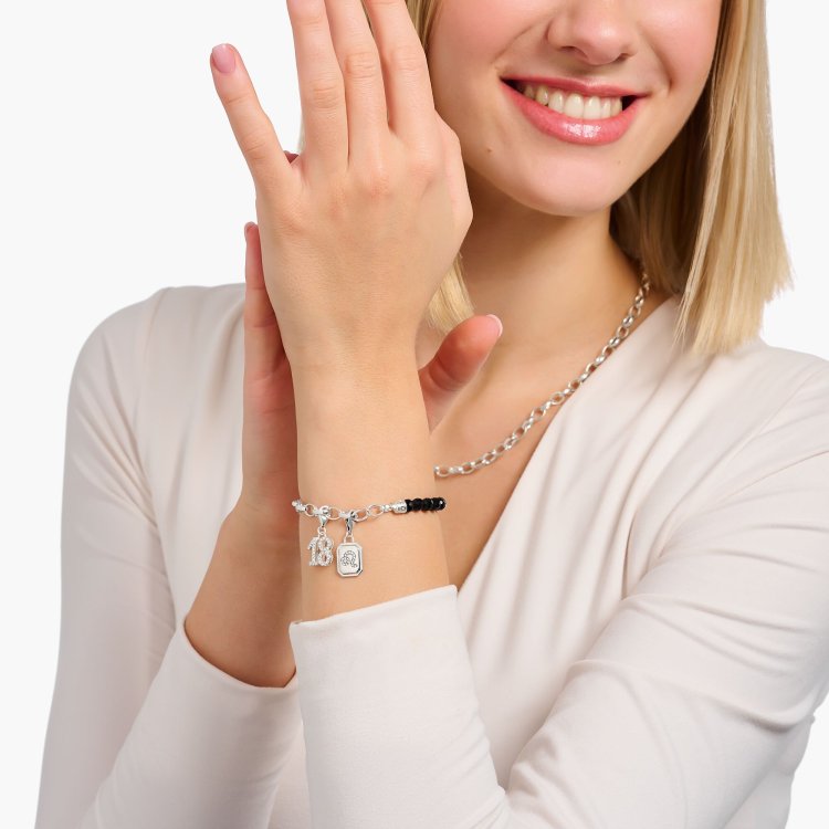 ΤΗΟΜΑS SABO Silver Charm Pendant Zodiac Sign Libra with Zirconia