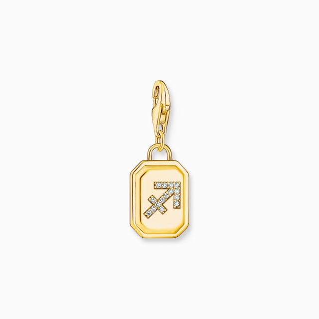 ΤΗΟΜΑS SABO Gold-Plated Charm Pendant Zodiac Sign Sagittarius with Zirconia 