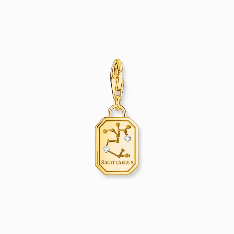 ΤΗΟΜΑS SABO Gold-Plated Charm Pendant Zodiac Sign Sagittarius with Zirconia 