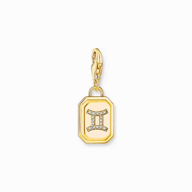 THOMAS SABO Gold-Plated Charm Pendant Zodiac Sign Gemini with Zirconia 