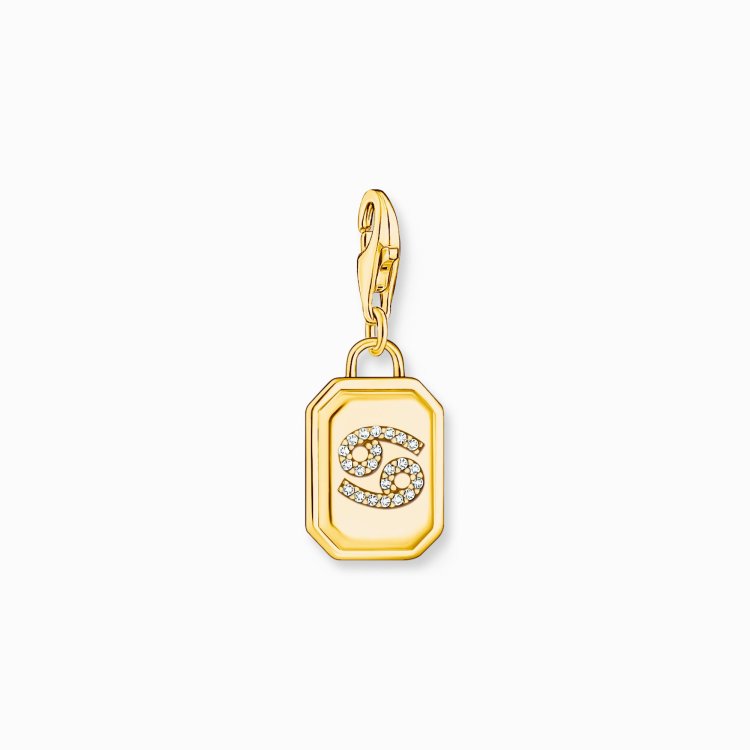 THOMAS SABO Gold-Plated Charm Pendant Zodiac Sign Cancer with Zirconia 