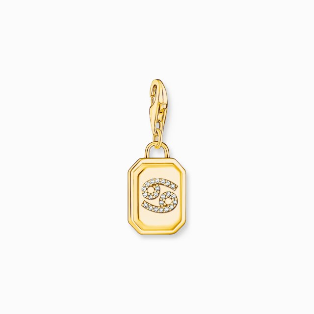 THOMAS SABO Gold-Plated Charm Pendant Zodiac Sign Cancer with Zirconia 