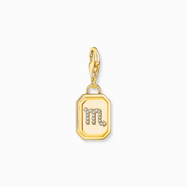 THOMAS SABO Gold-Plated Charm Pendant Zodiac Sign Scorpio with Zirconia 