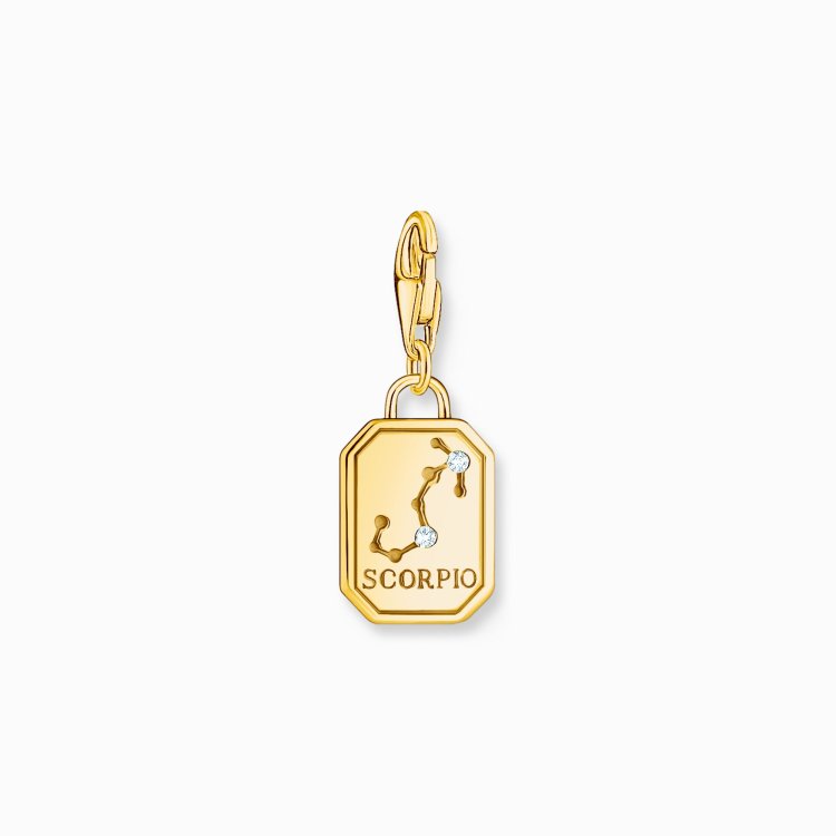 THOMAS SABO Gold-Plated Charm Pendant Zodiac Sign Scorpio with Zirconia 