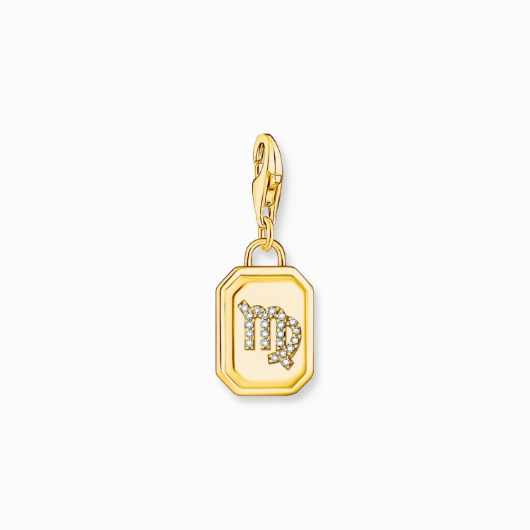 THOMAS SABO Gold-Plated Charm Pendant Zodiac Sign Virgo with Zirconia