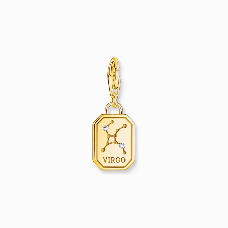 THOMAS SABO Gold-Plated Charm Pendant Zodiac Sign Virgo with Zirconia