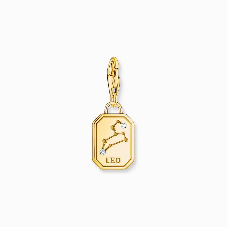 THOMAS SABO Gold-Plated Charm Pendant Zodiac Sign Leo with Zirconia