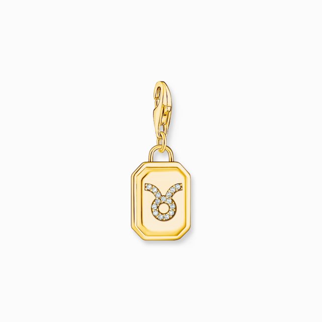 THOMAS SABO Gold-Plated Charm Pendant Zodiac Sign Taurus with Zirconia