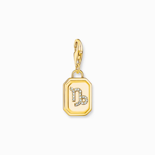 ΤΗΟΜΑS SABO Gold-Plated Charm Pendant Zodiac Sign Capricorn with Zirconia