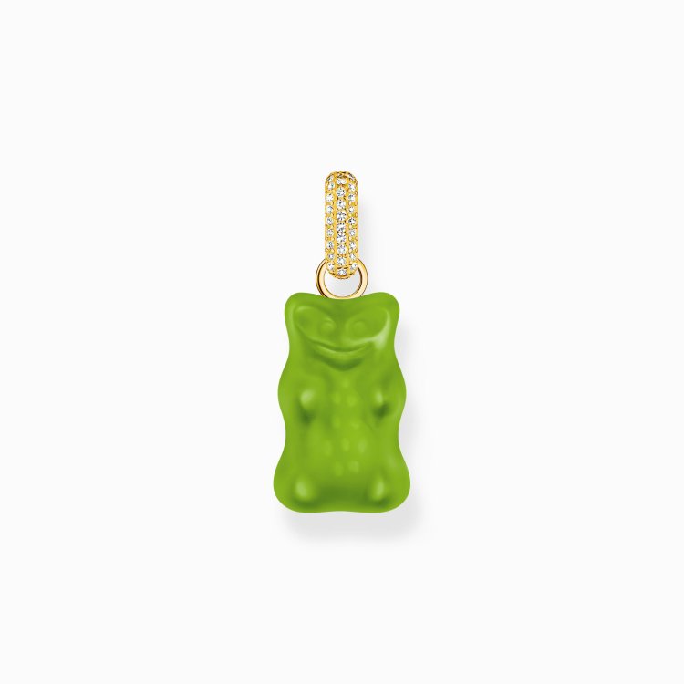 THOMAS SABO Large Gold-Plated Pendant with Green Goldbears and Zirconia 