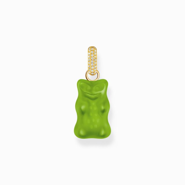 THOMAS SABO Large Gold-Plated Pendant with Green Goldbears and Zirconia 