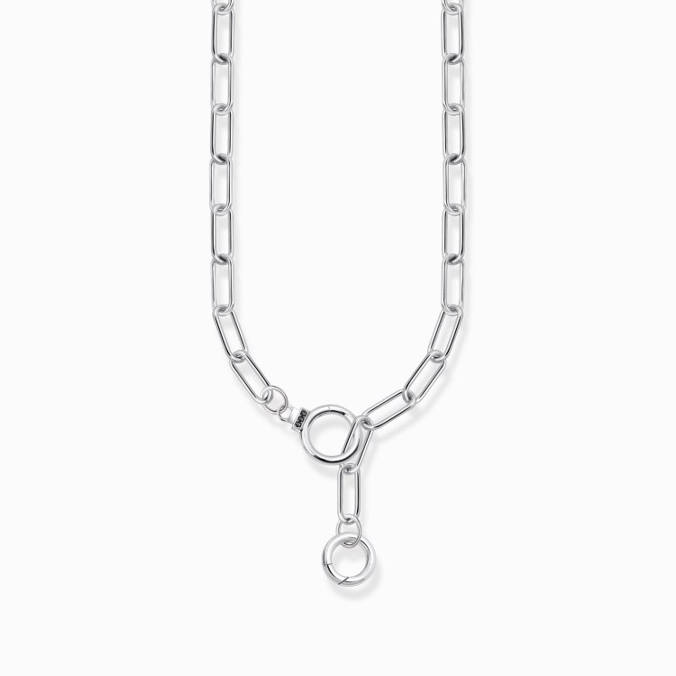 THOMAS SABO Silver Blackened Necklace with Stone-Studded Ring Clasp