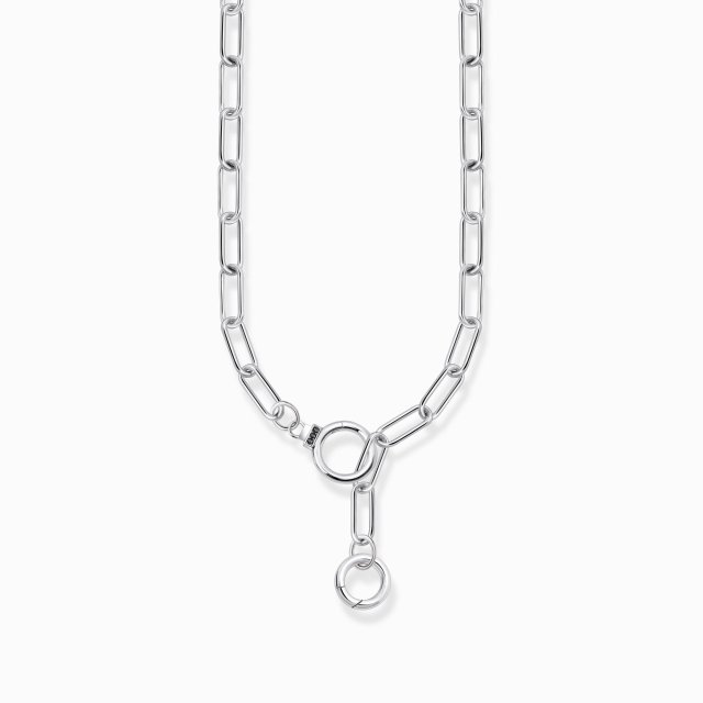 THOMAS SABO Silver Blackened Necklace with Stone-Studded Ring Clasp