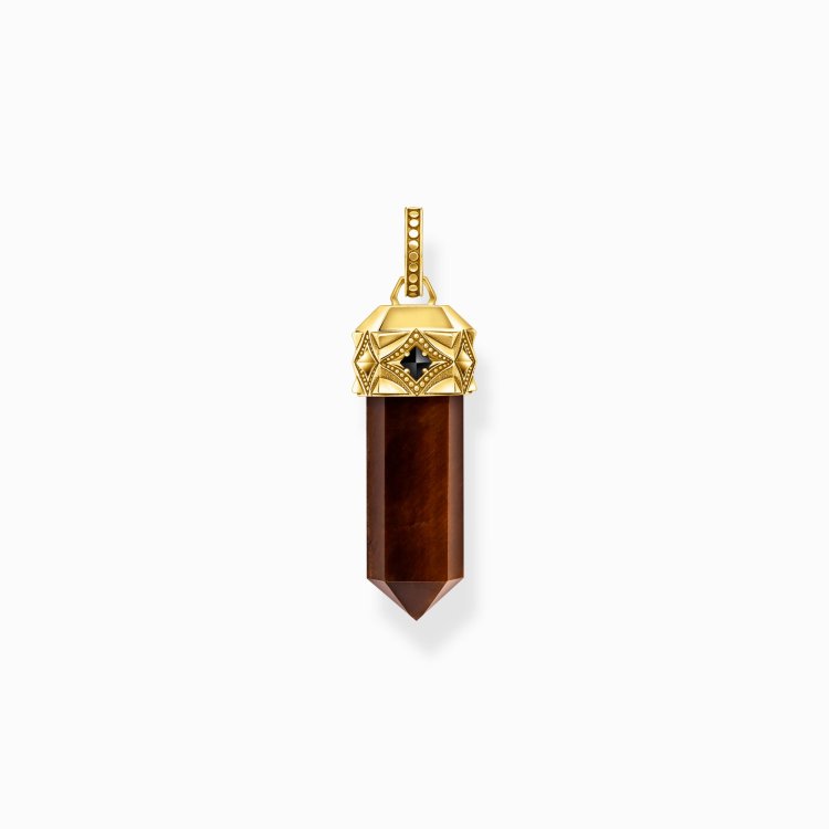 THOMAS SABO Gold-Plated Pendant With Hexagon-Cut Red Tiger's Eye