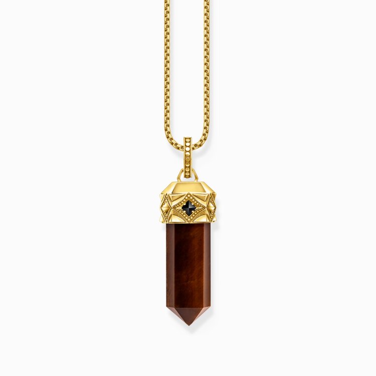 THOMAS SABO Gold-Plated Pendant With Hexagon-Cut Red Tiger's Eye