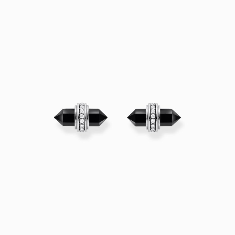 THOMAS SABO Silver Ear Studs with Hexagonal Onyx