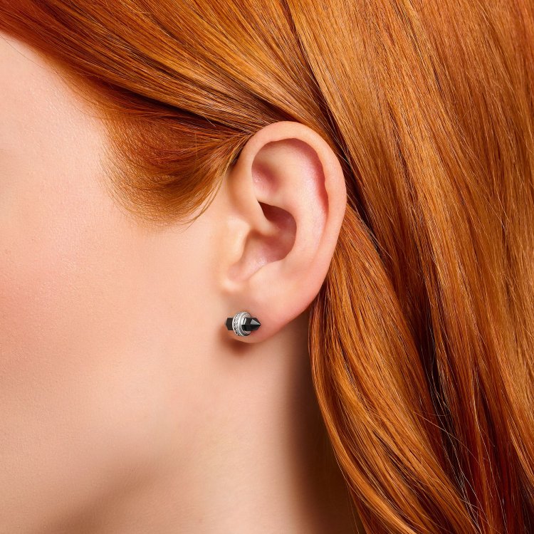 THOMAS SABO Silver Ear Studs with Hexagonal Onyx