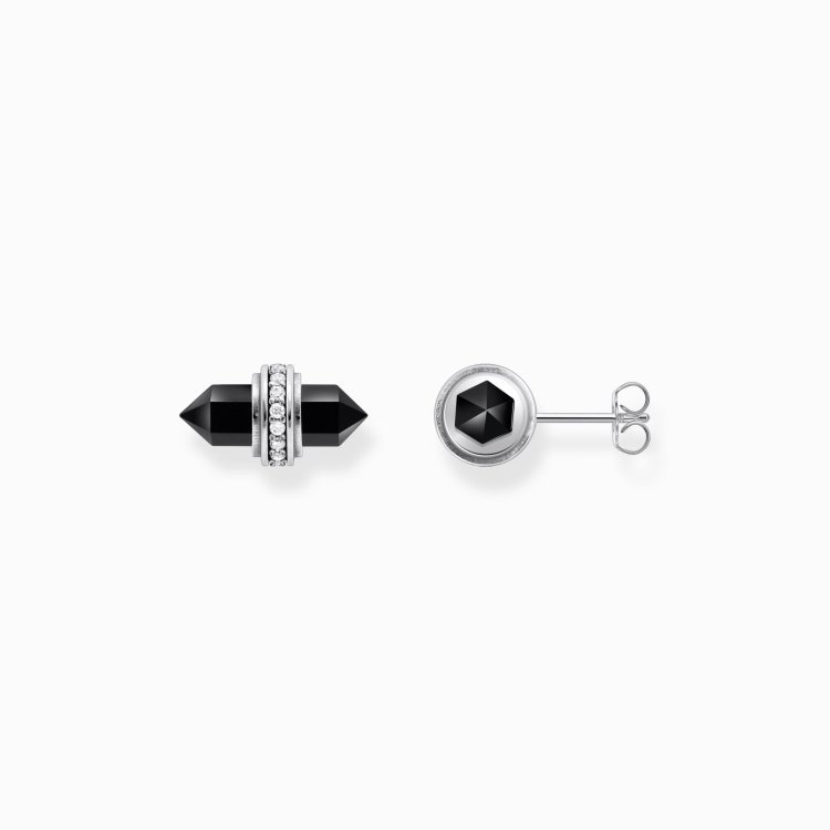 THOMAS SABO Silver Ear Studs with Hexagonal Onyx