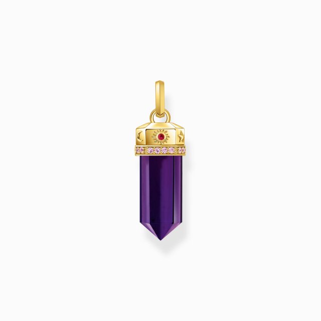THOMAS SABO Yellow-Gold Plated Pendant with Imitation Amethyst
