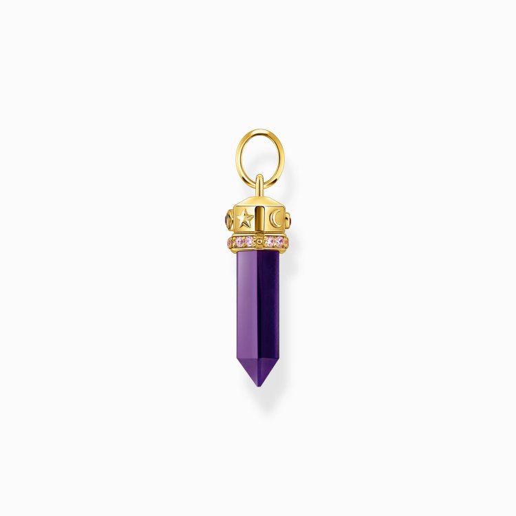 THOMAS SABO Yellow-Gold Plated Pendant with Imitation Amethyst