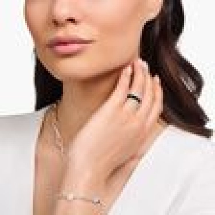 THOMAS SABO Silver blackened band ring with black cold enamel and zirconia