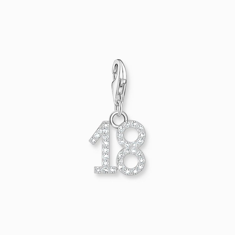 THOMAS SABO Silver Charm Pendant Number 18 with Zirconia 