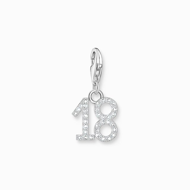 THOMAS SABO Silver Charm Pendant Number 18 with Zirconia 