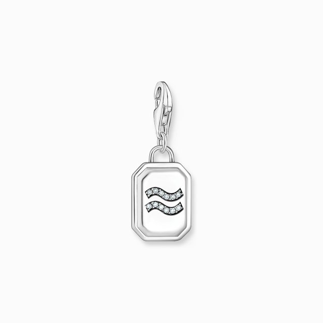 THOMAS SABO Silver Charm Pendant Zodiac Sign Aquarius with Zirconia 
