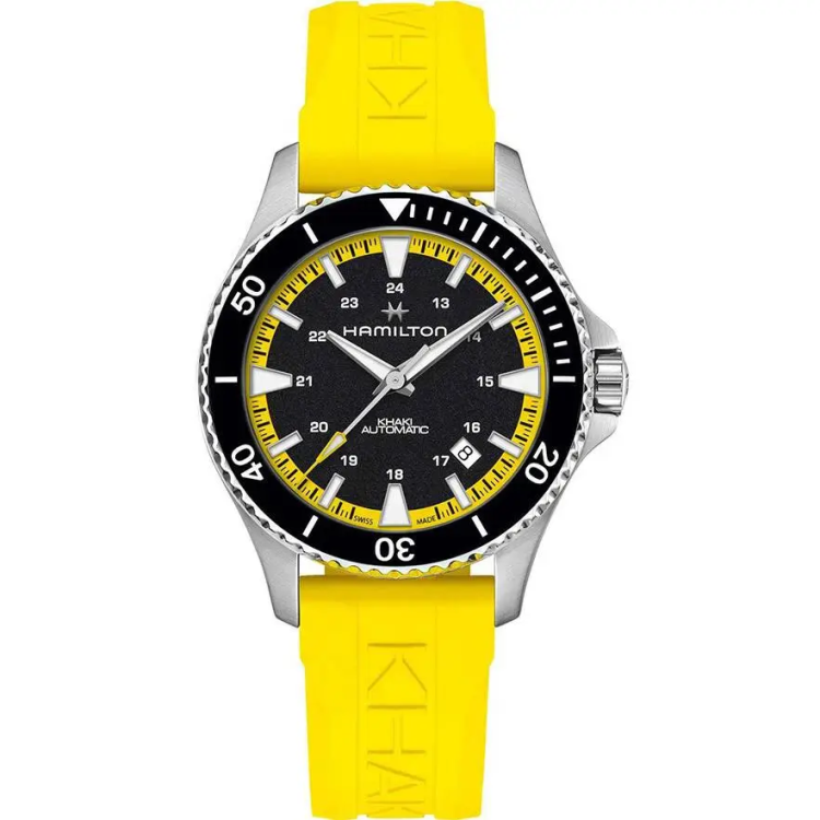 HAMILTON Khaki Navy Scuba Automatic Yellow Rubber Strap