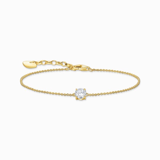 THOMAS SABO Gold-Plated Bracelet with White Zirconia Pendant